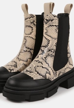 MISSGUIDED stone snake print faux leather toe cap ankle boots - flipped