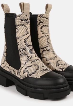 MISSGUIDED stone snake print faux leather toe cap ankle boots