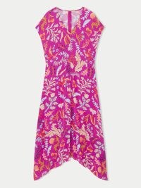 JIGSAW Sunkissed Floral Midi Dress Pink / cap sleeve summer dresses / asymmetric hem / women’s asymmetrical clothes