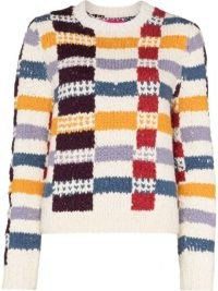 The Elder Statesman Vibrant Plaid organic cotton jumper | womens multicoloured checked pattern crew neck jumpers