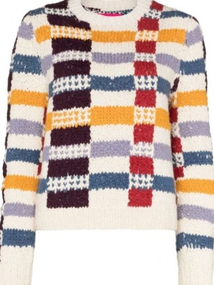 The Elder Statesman Vibrant Plaid organic cotton jumper | womens multicoloured checked pattern crew neck jumpers