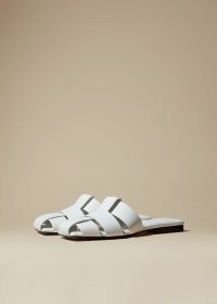 KHAITE THE PERRY SANDAL in White Leather / square toe fisherman style sandals / chic slip on summer shoes