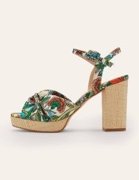 Boden Twist Front Platform Sandals Ivory, Tropic Meadow / chunky block heel platforms / floral print summer shoes
