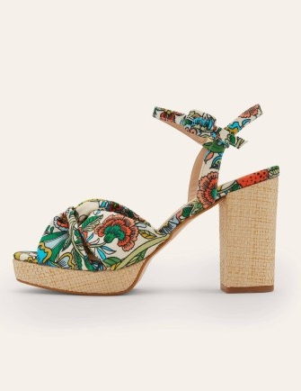 Boden Twist Front Platform Sandals Ivory, Tropic Meadow / chunky block heel platforms / floral print summer shoes