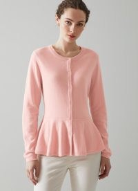 L.K. BENNETT Valerie Pink Wool-Cotton Peplum Cardigan ~ feminine knits ~ tiered ruffle hem cardigans