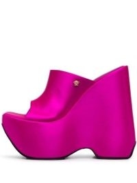 Chunky pink square toe platform mules | retro wedged platforms | vintage inspired wedge heeled shoes