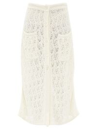 LE KASHA Feuillage crochet linen midi skirt – sheer white summer skirts