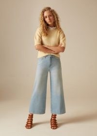 me and em Wide-Leg Crop Jean Sun Bleached Blue | women’s cropped denim jeans