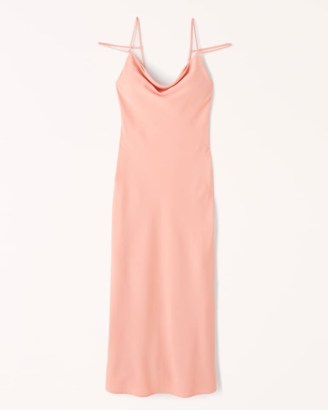 Abercrombie & Fitch Cowl Neck Slip Maxi Dress | coral coloured double cami strap dresses - flipped