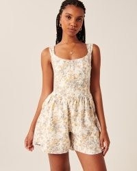 Abercrombie & Fitch Flirty Corset Romper | women’s floral fitted bodice rompers | women’s fit and flare playsuits