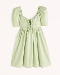 Abercrombie & Fitch Keyhole Babydoll Mini Dress in Lime ~ women’s green puff sleeve empire waist short length dresses