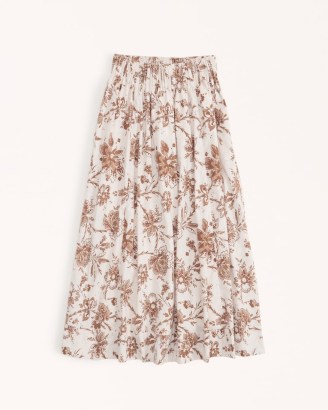 Abercrombie & Fitch Resort Volume Maxi Skirt / white floral print summer skirts - flipped