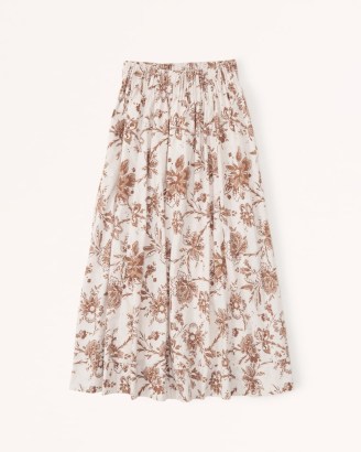Abercrombie & Fitch Resort Volume Maxi Skirt / white floral print summer skirts