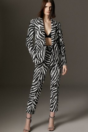 KAREN MILLEN Zebra Printed Tailored Sb Jacket / monochrome animal print jackets - flipped