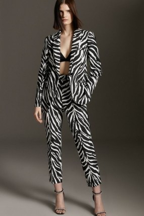 KAREN MILLEN Zebra Printed Tailored Sb Jacket / monochrome animal print jackets