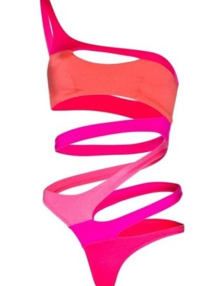 Agent Provocateur Lexxi cut-out swimsuit – pink asymmetric cutout swimsuits - flipped