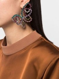 AREA embellished-butterfly earrings – multicoloured crystal jewellery – large statement butterflies – FARFETCH women’s luxury fashion and accessories