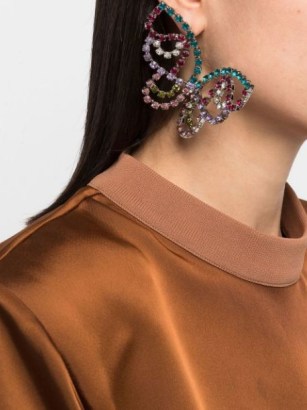 AREA embellished-butterfly earrings – multicoloured crystal jewellery – large statement butterflies – FARFETCH women’s luxury fashion and accessories - flipped