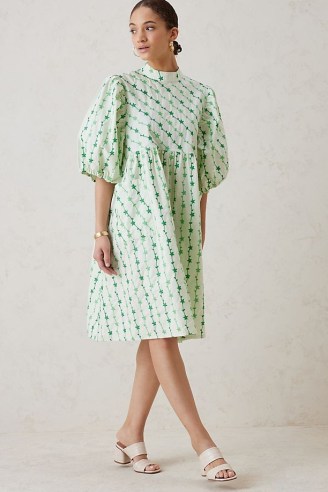 Resume Lacy Dress in green / voluminous floral print dresses / romantic billowy clothes - flipped