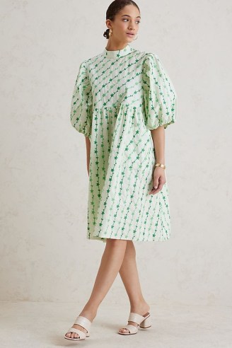 Resume Lacy Dress in green / voluminous floral print dresses / romantic billowy clothes