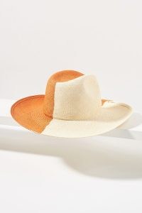 Artesano Two-Tone Straw Hat Orange Motif / women’s wide brim colour block summer hats