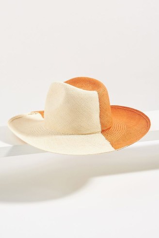 Artesano Two-Tone Straw Hat Orange Motif / women’s wide brim colour block summer hats - flipped