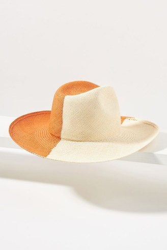 Artesano Two-Tone Straw Hat Orange Motif / women’s wide brim colour block summer hats