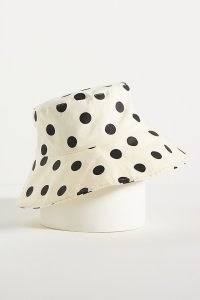 ANTHROPOLOGIE Polka Dot Bucket Hat Black and White / womens cotton monochrome spot print hats / women’s summer accessories