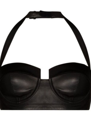 Balmain halterneck leather bra | black bustier bralette | bust cup bralettes | designer bras worn as bralet tops