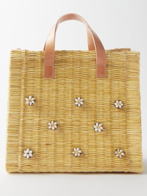 HEIMAT ATLANTICA Floral shell-charm rattan tote bag / pretty woven summer bags