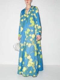 Bernadette floral-print flared dress / blue long sleeved maxi dresses