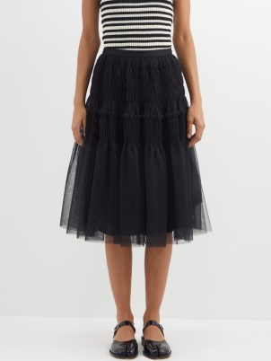 MOLLY GODDARD Ava sheer tulle skirt – black net overlay skirts - flipped