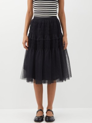 MOLLY GODDARD Ava sheer tulle skirt – black net overlay skirts