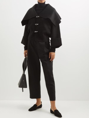 TOTEME Cropped wool duffel jacket / chic black oversized collar jackets / women’s designer outerwear / MATCHESFASHION - flipped