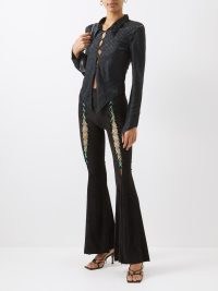RUI Lace-up jersey flared trousers ~ glamorous black retro flares