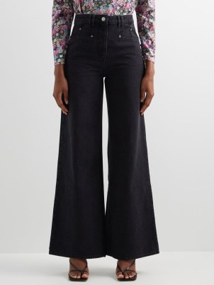 ISABEL MARANT Lemony high-rise wide-leg jeans ~ women’s black denim 70s style flares ~ womens casual 1970s inspired clothes ~ French designers at MATCHESFASHION - flipped