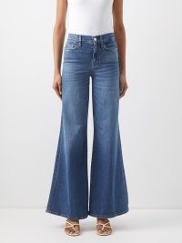 FRAME Le Palazzo wide-leg jeans ~ women’s washed blue denim flares ~ casual retro clothes