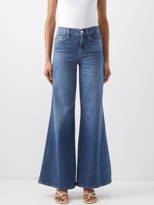 FRAME Le Palazzo wide-leg jeans ~ women’s washed blue denim flares ~ casual retro clothes