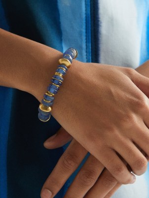 KATERINA MAKRIYIANNI Shine beaded & gold-vermeil bracelet ~ bracelets handmade from recycled blue glass beads ~ women’s summer jewellery ~ holiday accessories ~ MATCHESFASHION - flipped