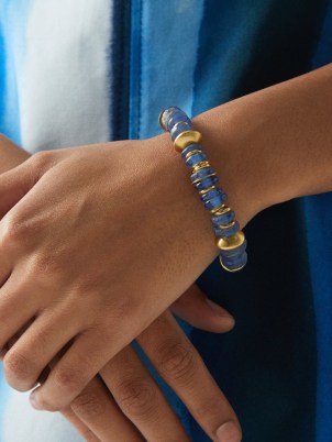 KATERINA MAKRIYIANNI Shine beaded & gold-vermeil bracelet ~ bracelets handmade from recycled blue glass beads ~ women’s summer jewellery ~ holiday accessories ~ MATCHESFASHION