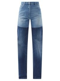 PETER DO Two-tone high-rise organic-denim jeans ~ women’s blue tonal denim clothes