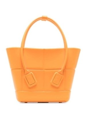 Bottega Veneta mini Arco tote bag / small orange rubber tote bags - flipped