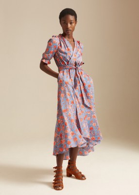 me \u0026 em Bright Paisley Wrap Dress + Belt – blue and orange floral print tie  waist dresses
