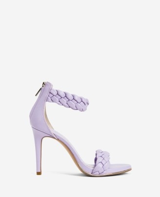 KENNETH COLE Brooke 95 Braided Heeled Sandal Lilac ~ woven detail ankle strap sandals - flipped