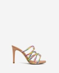 KENNETH COLE Brooke 95 Twisted Jeweled Heel Rainbow Multi ~ multicoloured strappy mules ~ party heels ~ high heel evening mule sandals