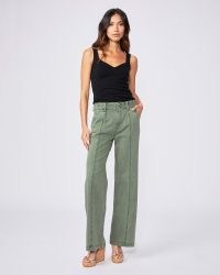 PAIGE Brooklyn 31″ Vintage Ivy Green ~ women’s casual high waist wide leg trousers ~ front seam detail