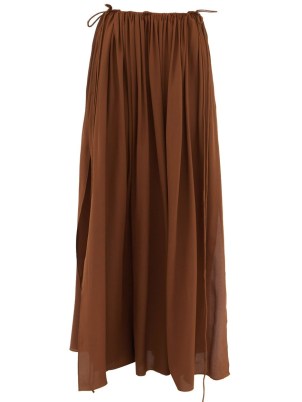 Rosie Huntington-Whiteley brown slit hem skirt, MATTEAU Side-split silk crepe maxi skirt, out in Thailand, 4 May 2022 | celebrity holiday fashion | star style vacation skirts - flipped