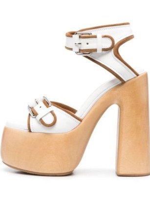 Casadei side-buckle platform sandals | high chunky platforms | retro block heel shoes - flipped