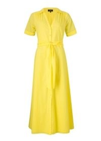 ME and EM Casual Cotton Maxi Shirt Dress + Belt in Buttercup – yellow short sleeved tie waist dresses – no fuss summer clothes