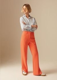 ME and EM Colour Pop Relaxed Straight Man Pant in Aranciata / women’s bright orange trousers / womens smart summer crease resistant pants